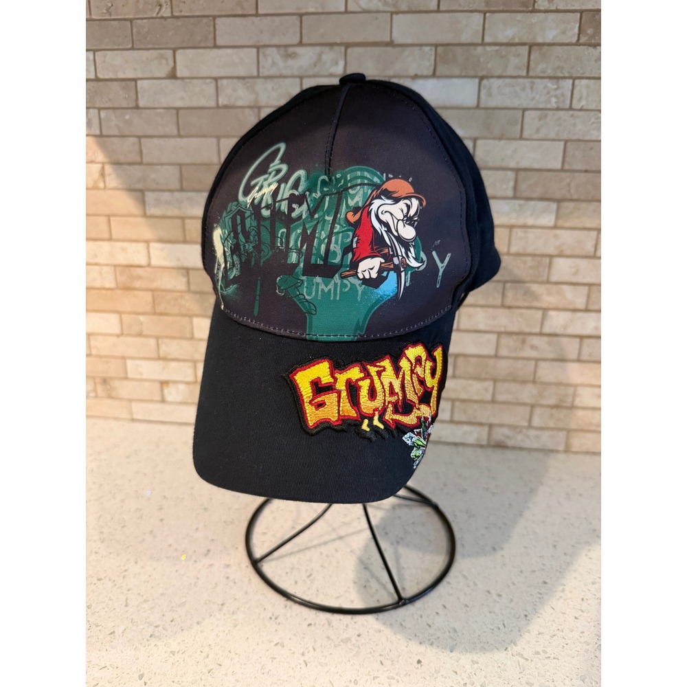 Disney Parks Grumpy Black Graffiti Baseball Hat Vintage Y2K